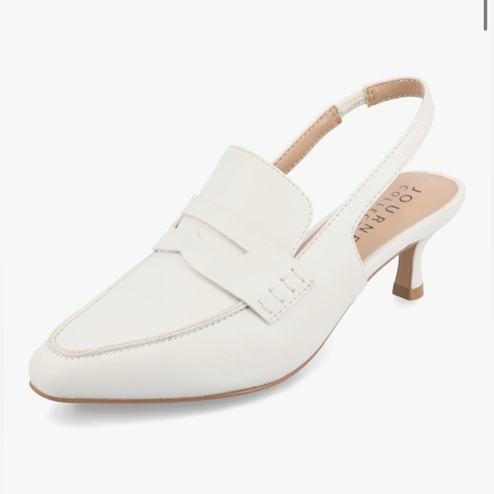 Journee Collection White Slingback Heels